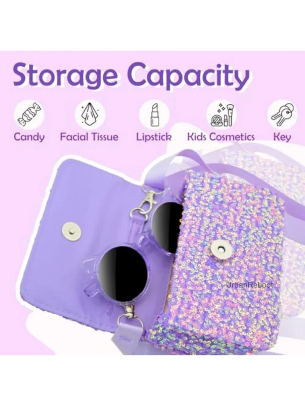Girls Crossbody Purse Cat Bunny Handbag Sequin Mini Wallet for Little Kids